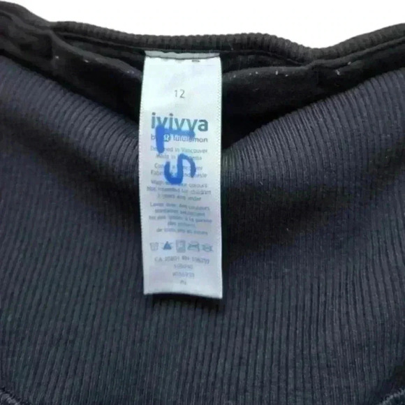 Lululemon Ivivva Rulu Rhythmic Tight Black Ribbed Leggings Active Girl's size 12 - Picture 8 of 11